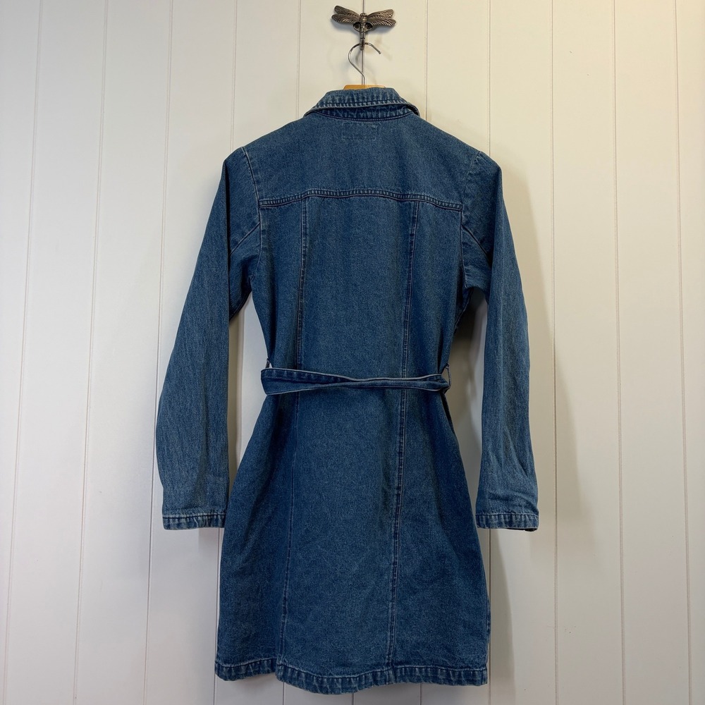 Vintage Marcelle Renee Y2K Denim Front Zip Mini Dress Women Size M Western Chic - Picture 2 of 10